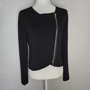 White House Black Market Cardigan with Asymmetrical Gold Zipper